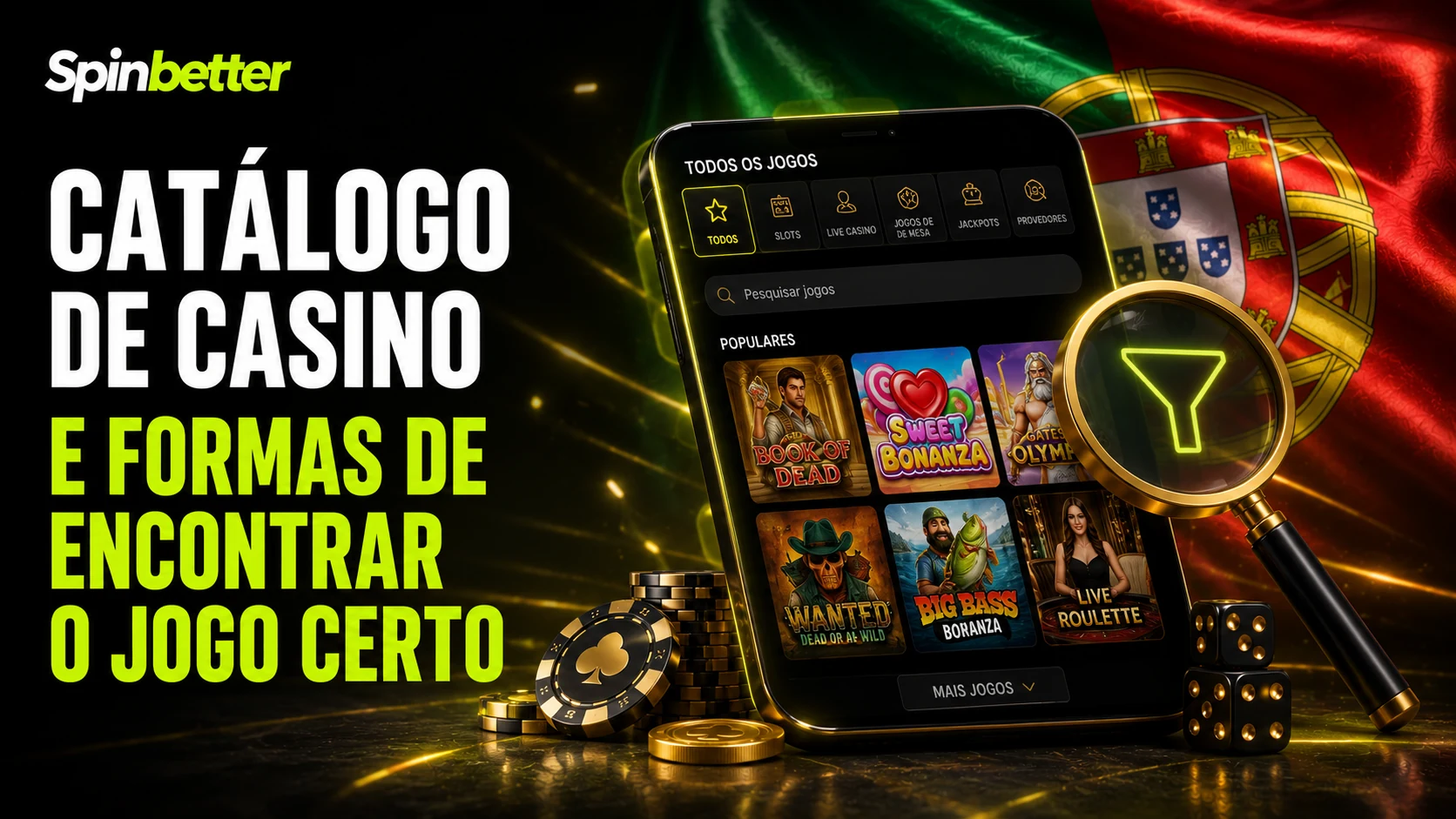 O catálogo do casino SpinBetter, categoria a categoria